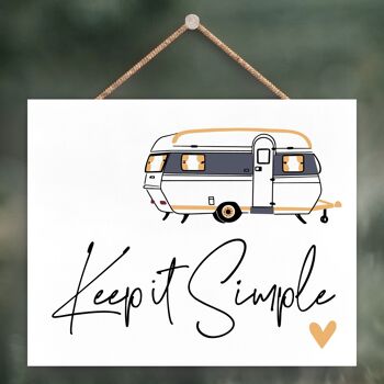 P3618 - Keep It Simple Yellow Camper Caravan Camping Plaque à suspendre sur le thème 1