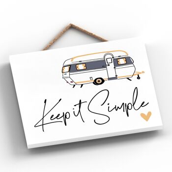 P3618 - Keep It Simple Yellow Camper Caravan Camping Plaque à suspendre sur le thème 2
