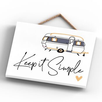 P3618 - Keep It Simple Yellow Camper Caravan Camping Plaque à suspendre sur le thème 4