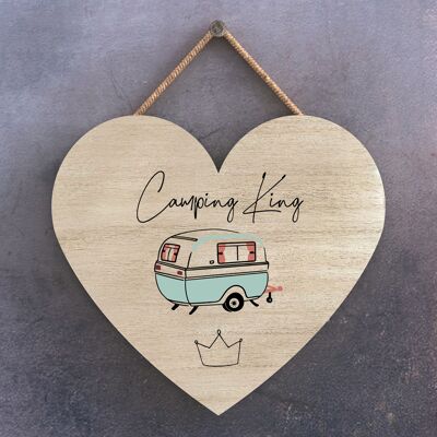 P3619 – Camping King Camper Caravan Camping-Themen-Plakette zum Aufhängen