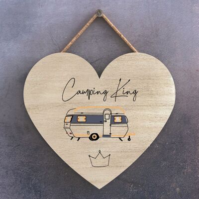 P3621 - Placa Colgante Temática Camping King Camper Caravan Camping