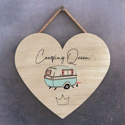 P3622 - Placa colgante temática Camping Queen Camper Caravan Camping