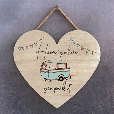 P3625 - Home Where You Park Camper Caravan Camping Themed Hanging Plaque
