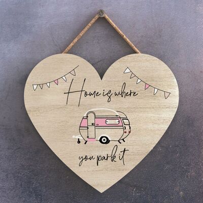 P3626 - Home Where You Park Camper Caravan Camping Themed Hanging Plaque