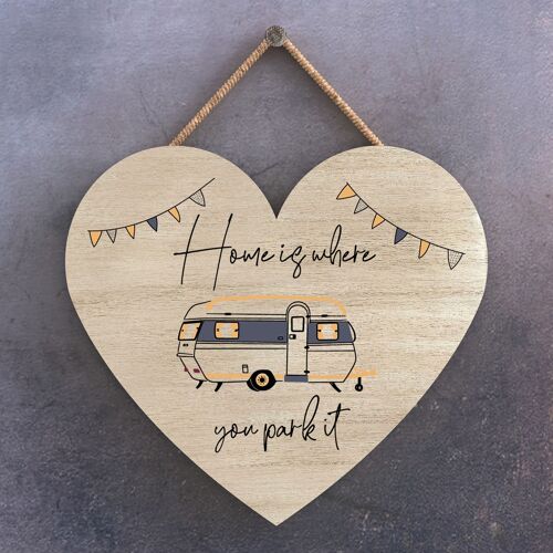 P3627 - Home Where You Park Camper Caravan Camping Themed Hanging Plaque