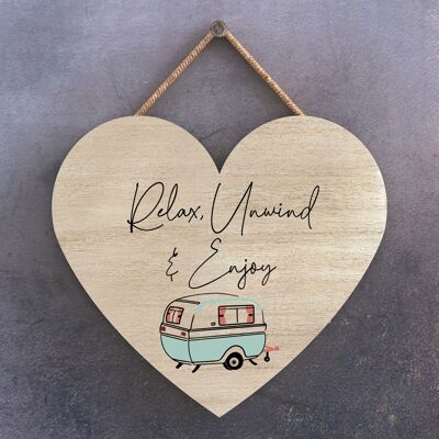 P3646 - Relax Unwind Enjoy Camper Caravan Camping Themed Hanging Plaque