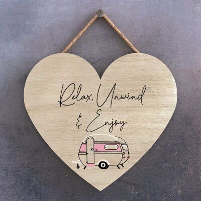 P3647 - Relax Unwind Enjoy Camper Caravan Camping Themed Hanging Plaque