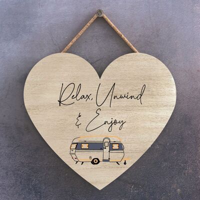 P3648 - Relax Unwind Enjoy Camper Caravan Camping Themed Hanging Plaque