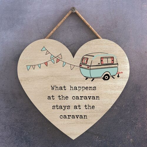 P3649 - What Happens Stays Camper Caravan Camping Themed Hanging Plaque