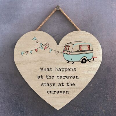 P3649 - What Happens Stays Camper Caravan Camping Themed Hanging Plaque