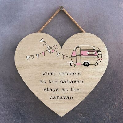 P3650 - What Happens Stays Camper Caravan Camping Themed Hanging Plaque