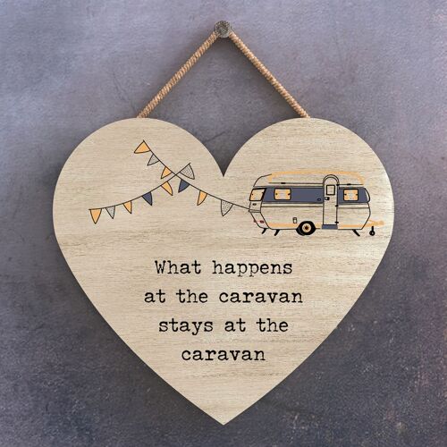 P3651 - What Happens Stays Camper Caravan Camping Themed Hanging Plaque