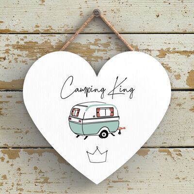 P3652 - Placa Colgante Temática Camping King Camper Caravan Camping