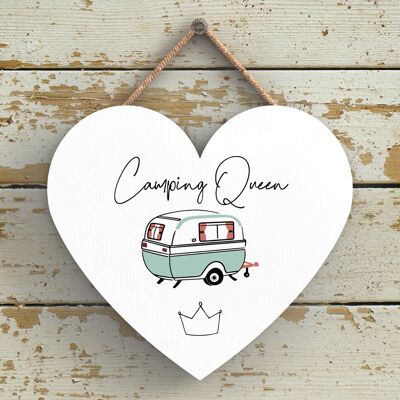 P3655 - Plaque à suspendre sur le thème Camping Queen Camper Caravan Camping