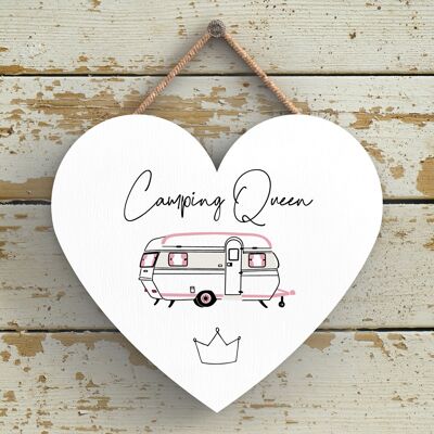 P3657 - Plaque à suspendre sur le thème Camping Queen Camper Caravan Camping
