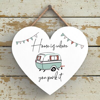 P3658 - Home Where You Park Camper Caravan Camping Themed Hanging Plaque