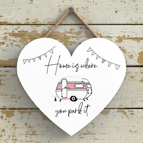 P3659 - Home Where You Park Camper Caravan Camping Themed Hanging Plaque
