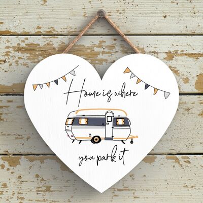 P3660 - Home Where You Park Camper Caravan Camping Themed Hanging Plaque
