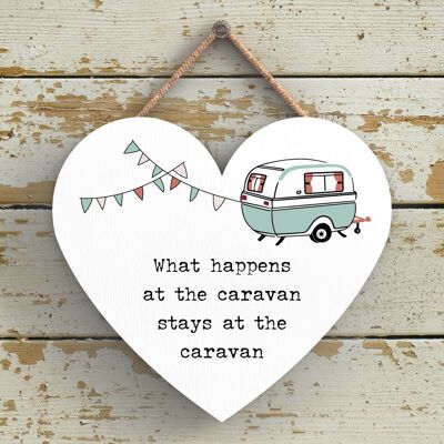 P3682 - What Happens Stays Camper Caravan Camping Themed Hanging Plaque