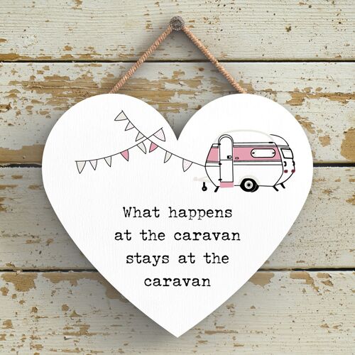P3683 - What Happens Stays Camper Caravan Camping Themed Hanging Plaque