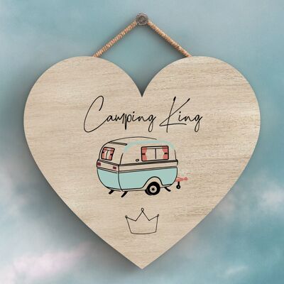 P3685 – Camping King Camper Caravan Camping-Themen-Plakette zum Aufhängen