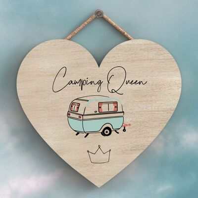 P3688 - Targa da appendere a tema Camping Queen Camper Caravan Camping