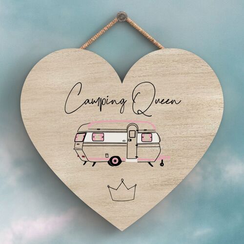 P3690 - Camping Queen Camper Caravan Camping Themed Hanging Plaque