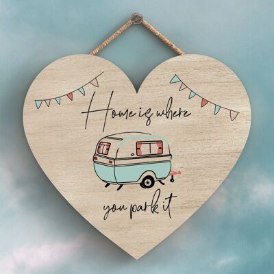 P3691 - Home Where You Park Camper Caravan Camping Themed Hanging Plaque