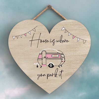 P3692 - Home Where You Park Camper Caravan Camping Themed Hanging Plaque
