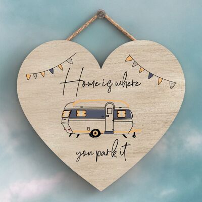 P3693 - Home Where You Park Camper Caravan Camping Themed Hanging Plaque