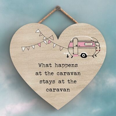 P3716 - What Happens Stays Camper Caravan Camping Themed Hanging Plaque