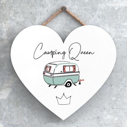 P3721 - Camping Queen Camper Caravan Camping Themed Hanging Plaque