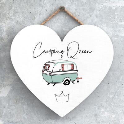 P3721 - Plaque à suspendre sur le thème Camping Queen Camper Caravan Camping