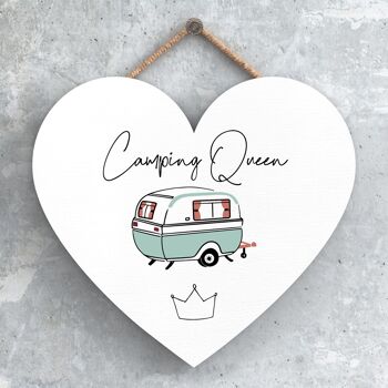 P3721 - Plaque à suspendre sur le thème Camping Queen Camper Caravan Camping 1
