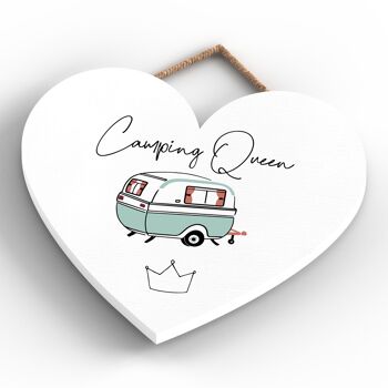 P3721 - Plaque à suspendre sur le thème Camping Queen Camper Caravan Camping 4