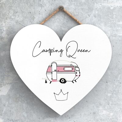 P3722 - Placa colgante temática Camping Queen Camper Caravan Camping