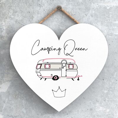 P3723 - Plaque à suspendre sur le thème Camping Queen Camper Caravan Camping