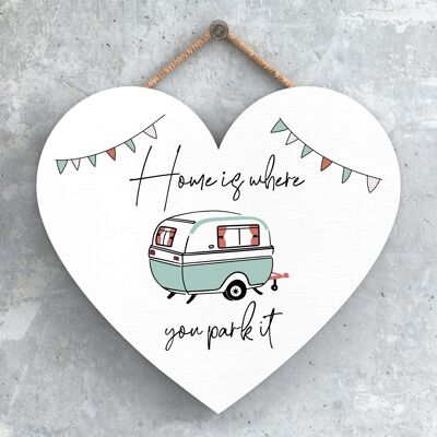 P3724 - Home Where You Park Camper Caravan Camping Themed Hanging Plaque