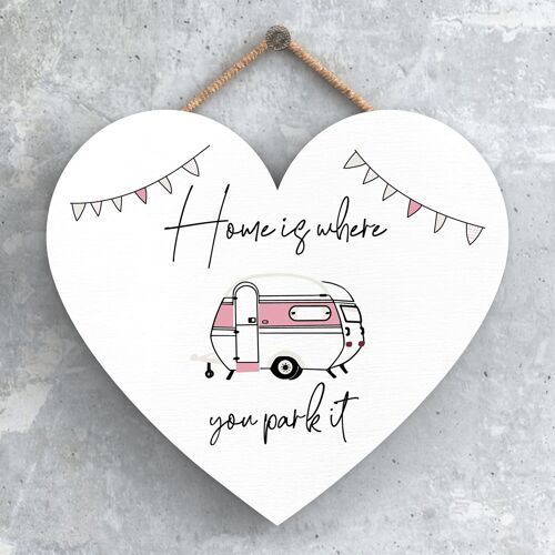 P3725 - Home Where You Park Camper Caravan Camping Themed Hanging Plaque