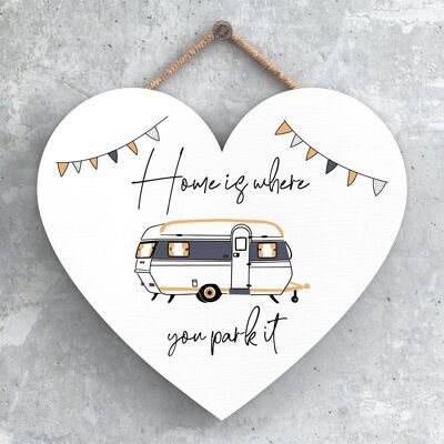 P3726 - Home Where You Park Camper Caravan Camping Themed Hanging Plaque