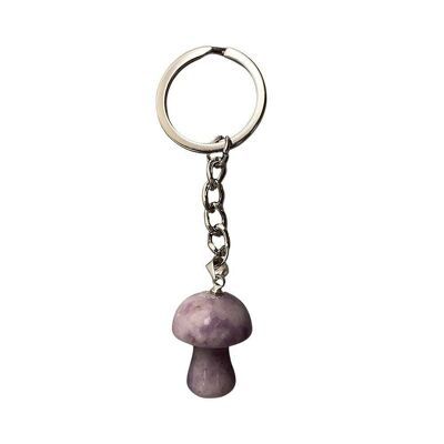 Crystal Mushroom Keychain, Lepidolite