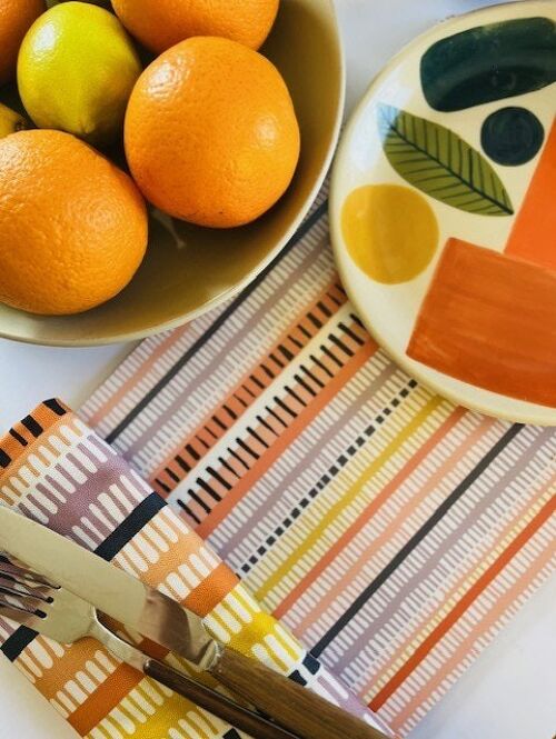 Set of Printed placemats-yellow & orange weave design