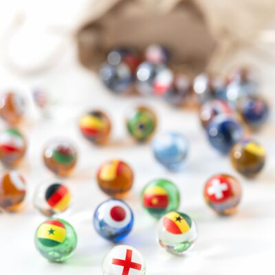 Luxury Package of 32 Marbles with Flags of the Countries participating in the Soccer World Cup