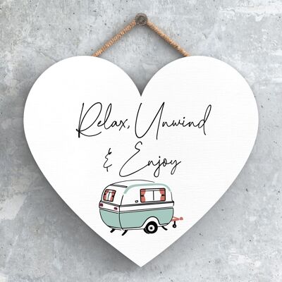 P3745 - Relax Unwind Enjoy Camper Caravan Camping Themed Hanging Plaque