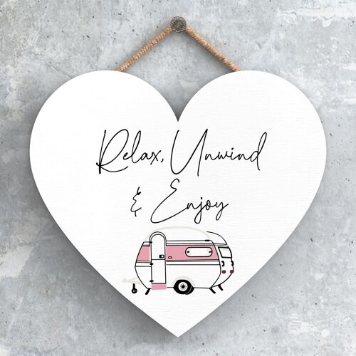 P3746 - Relax Unwind Enjoy Camper Caravan Camping Themed Hanging Plaque