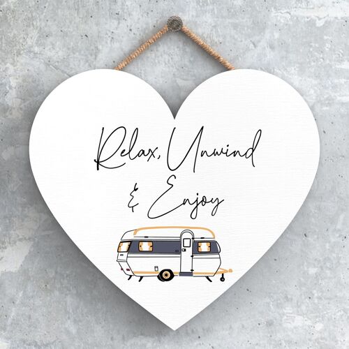 P3747 - Relax Unwind Enjoy Camper Caravan Camping Themed Hanging Plaque