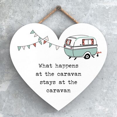 P3748 – What Happens Stays Camper Caravan Camping-Plakette zum Aufhängen
