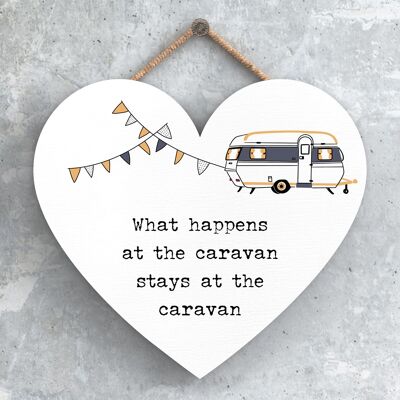 P3750 - What Happens Stays Camper Caravan Camping Themed Hanging Plaque