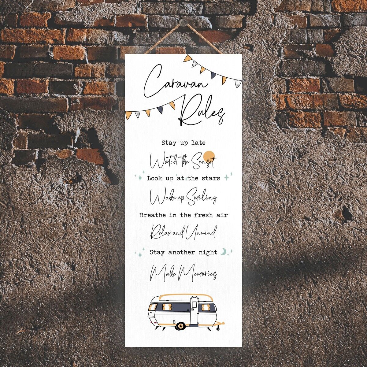 P3756 - Caravan Rules Camper Caravan Camping Temática Placa Colgante