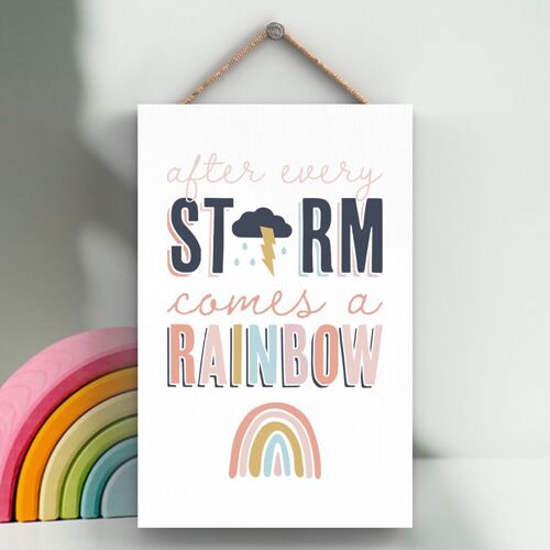 P3758 - After A Strom Comes A Rainbow Postivity Themed Colourful Hanging Plaque
